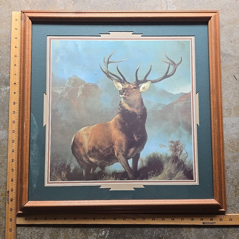 Monarch of the Glen Edwin Landseer Framed Print 22x22 VTG Stag Deer Mountain Art